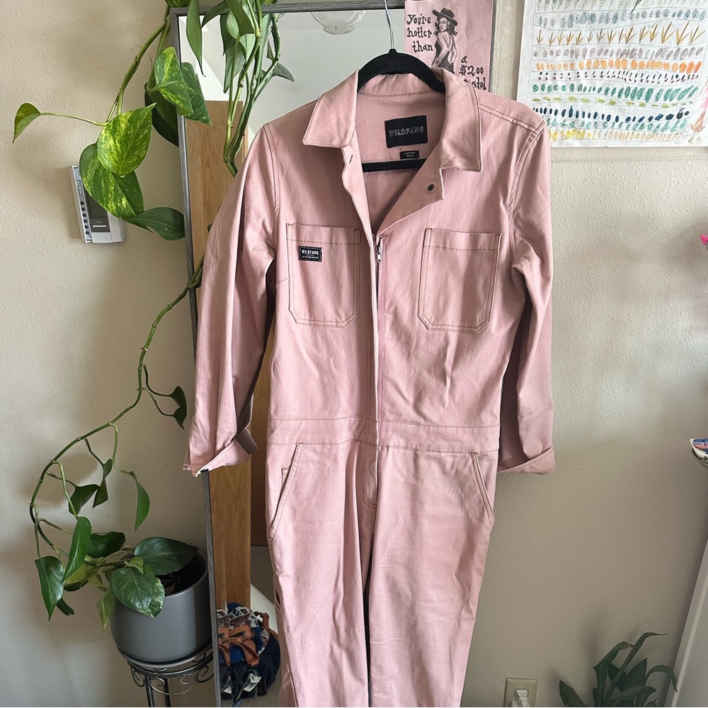 Wildfang pink Long-sleeve Overalls.